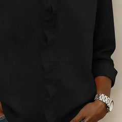Kara Ruffled V-Neck Blouse in Black