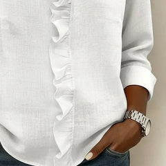 Kara Ruffled V-Neck Blouse in White