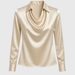 Kate Draped Cowl Neck Blouse in Champagne Gold