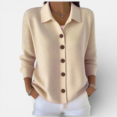 Kelsey Soft Collared Button Blouse in Apricot