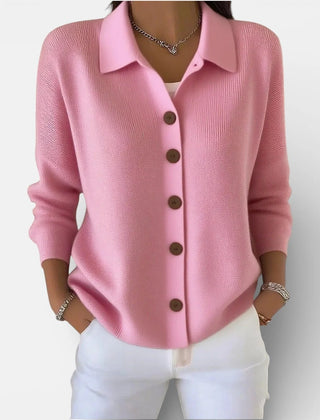 Kelsey Soft Collared Button Blouse in Pink