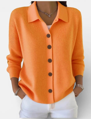 Kelsey Soft Collared Button Blouse in Orange