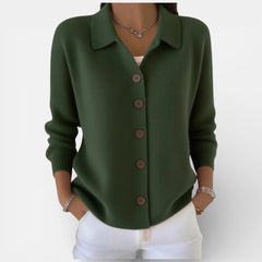 Kelsey Soft Collared Button Blouse in Olive Green