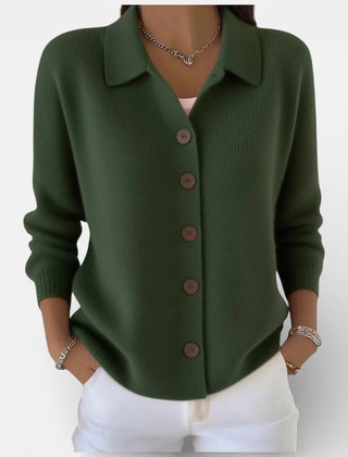 Kelsey Soft Collared Button Blouse in Olive Green