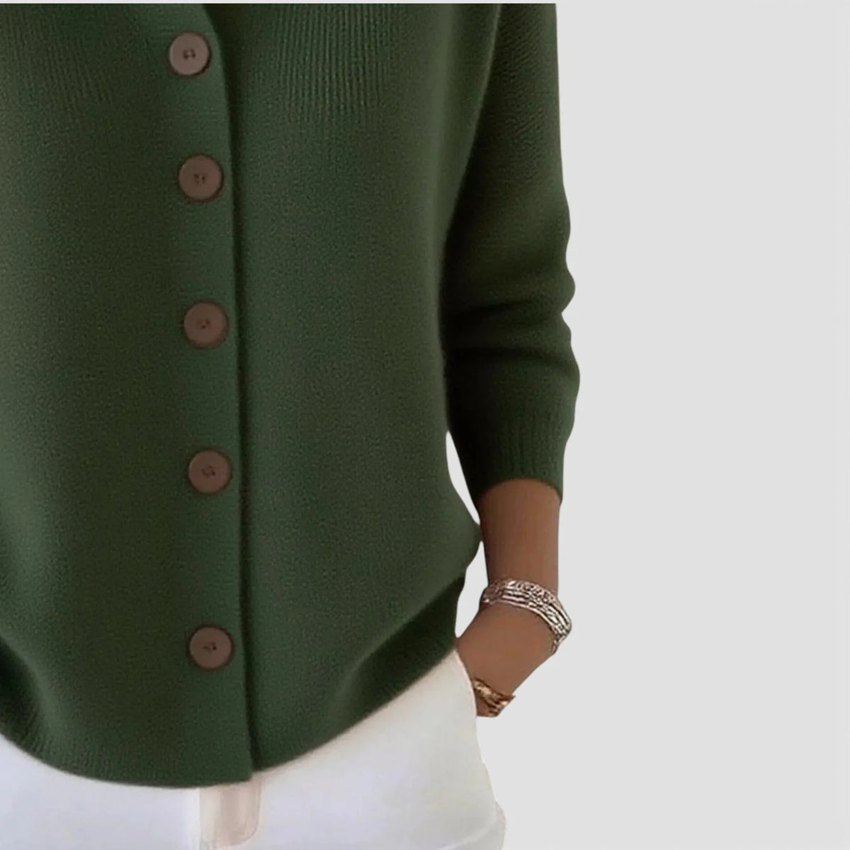 Kelsey Soft Collared Button Blouse in Olive Green