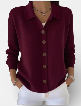 Kelsey Soft Collared Button Blouse in Burgundy