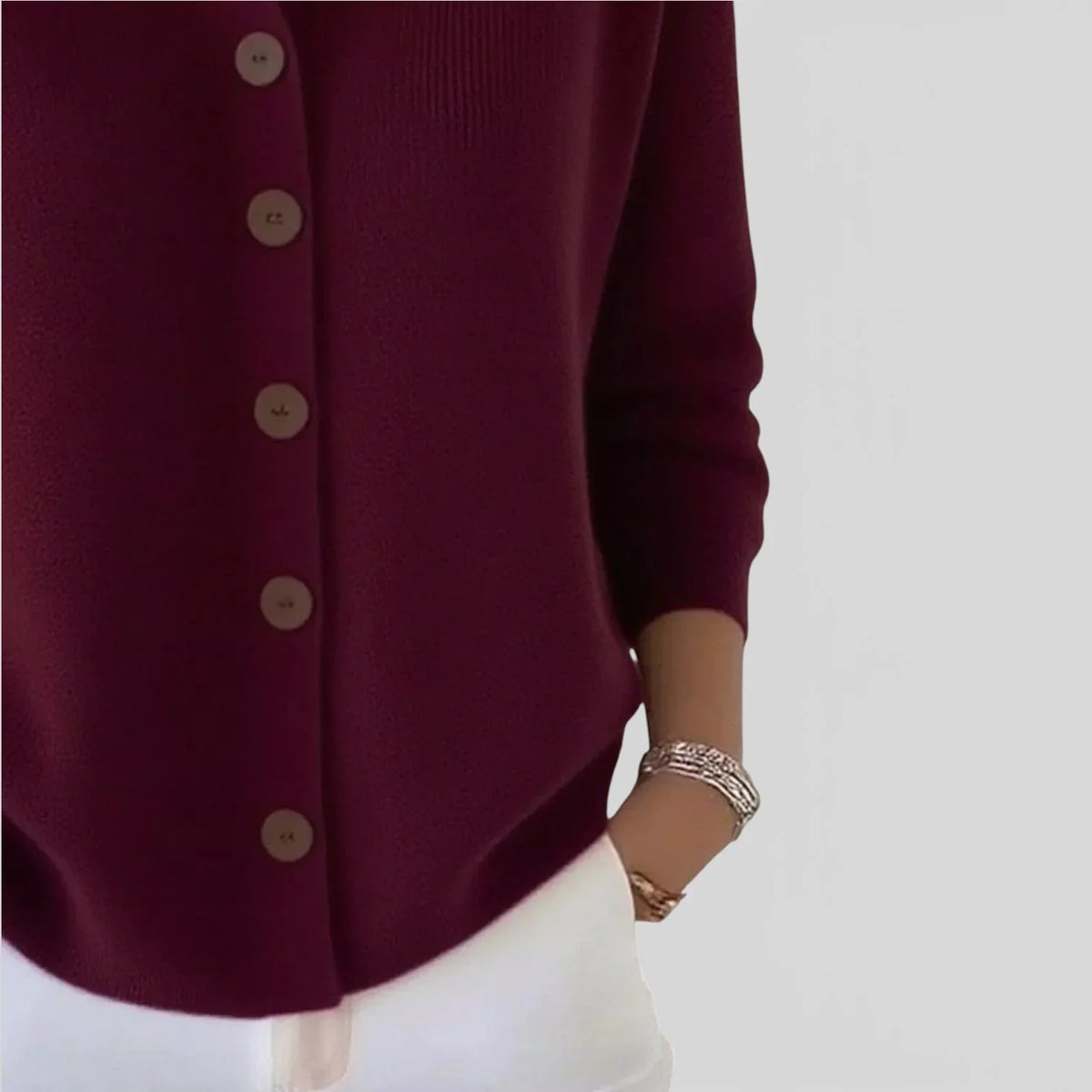 Kelsey Soft Collared Button Blouse in Burgundy