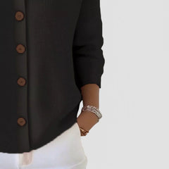 Kelsey Soft Collared Button Blouse in Black