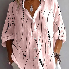 Kristen Abstract Line Print Button Shirt in Pink