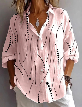 Kristen Abstract Line Print Button Shirt in Pink