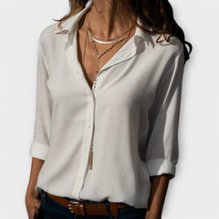 Laura Classic Button-Down Shirt in White