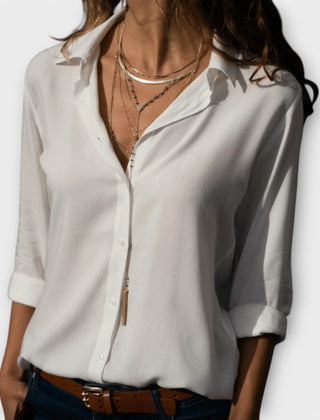Laura Classic Button-Down Shirt in White