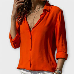 Laura Classic Button-Down Shirt in Orange