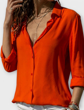 Laura Classic Button-Down Shirt in Orange