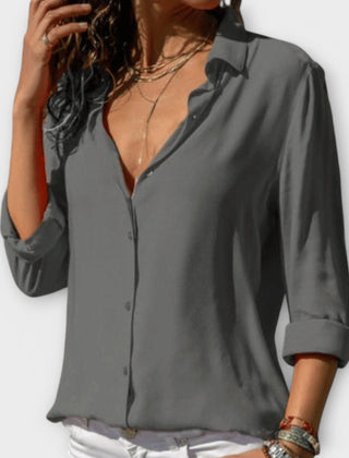 Laura Classic Button-Down Shirt in Grey