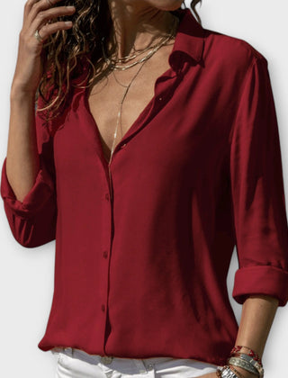 Laura Classic Button-Down Shirt in Red