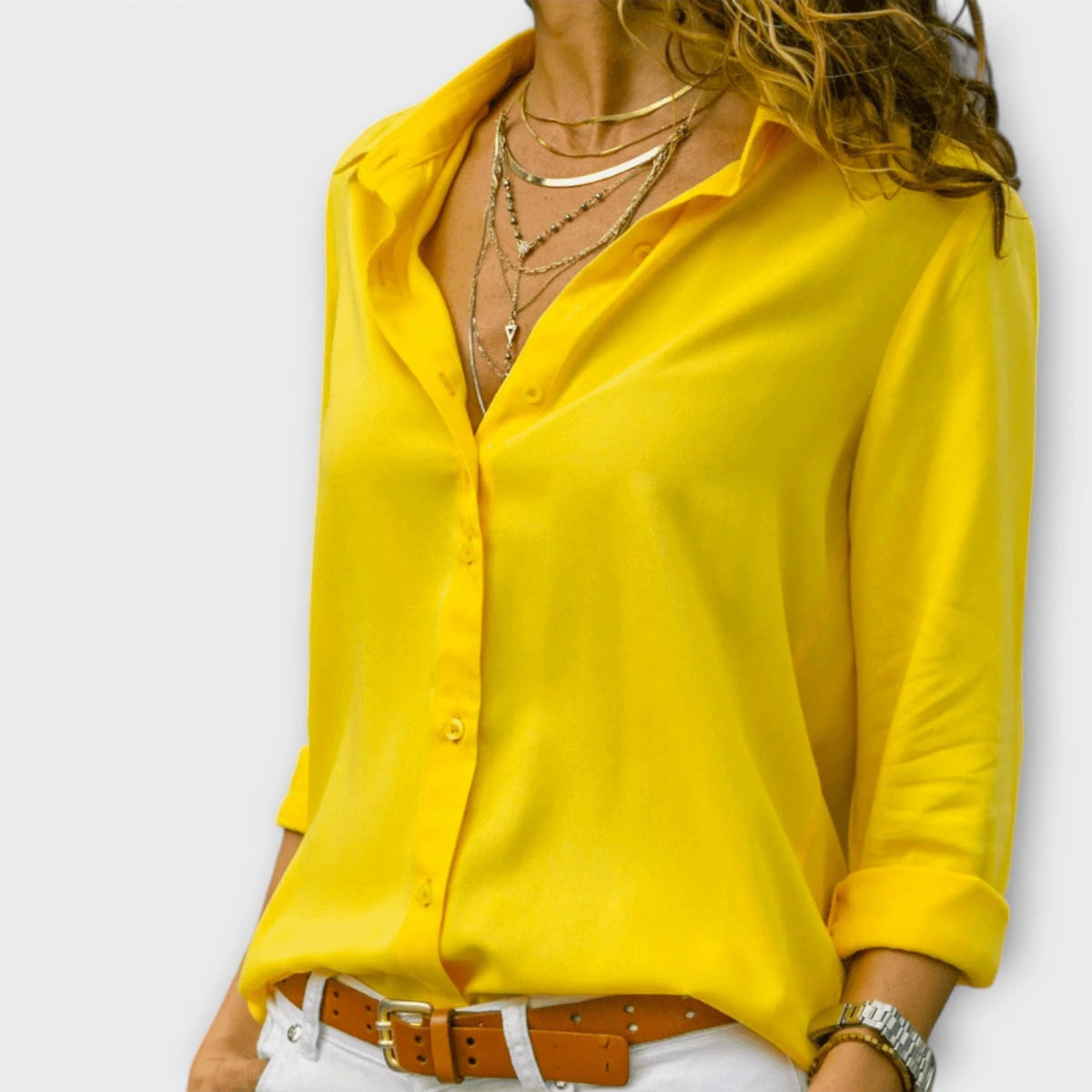 Laura Classic Button-Down Shirt in Yellow
