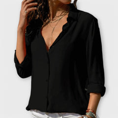 Laura Classic Button-Down Shirt in Black