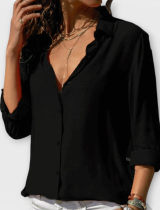 Laura Classic Button-Down Shirt in Black