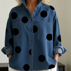 Leah Polka Dot Oversized Shirt in Blue