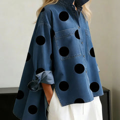 Leah Polka Dot Oversized Shirt in Blue