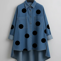 Leah Polka Dot Oversized Shirt in Blue