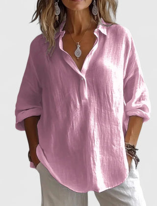 Lena Relaxed Popover Collar Shirt in Pink