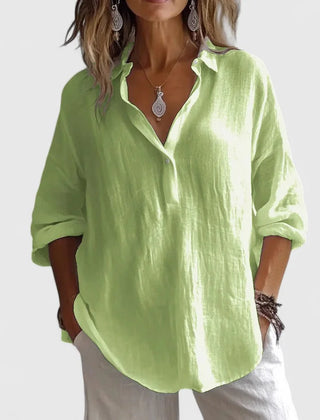 Lena Relaxed Popover Collar Shirt in Light Green