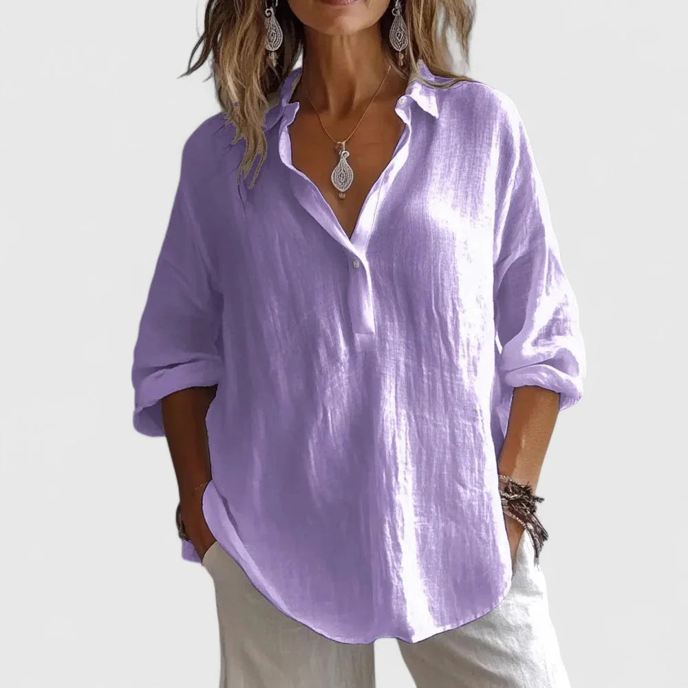 Lena Relaxed Popover Collar Shirt in Lavender