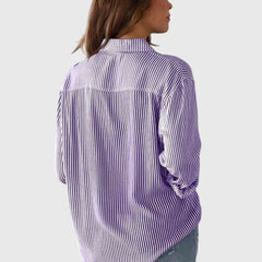 Linda Pinstripe Two-Tone Shirt in Purple