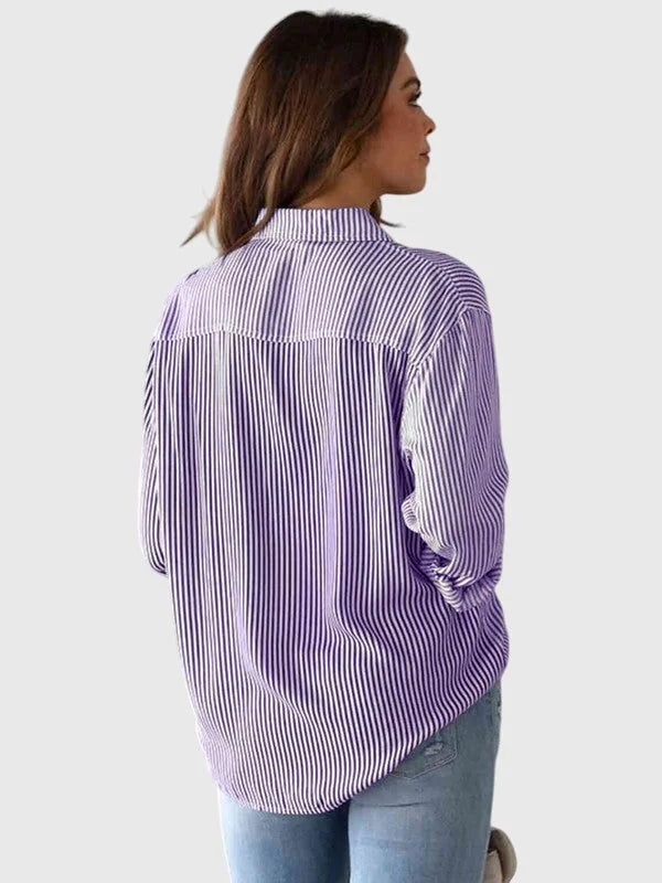 Linda Pinstripe Two-Tone Shirt in Purple