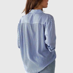 Linda Pinstripe Two-Tone Shirt in Blue