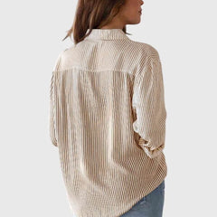 Linda Pinstripe Two-Tone Shirt in Sand