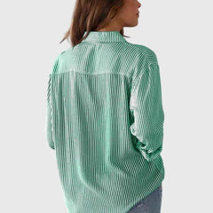 Linda Pinstripe Two-Tone Shirt in Green