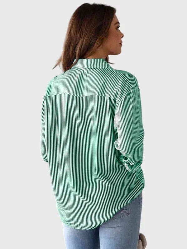 Linda Pinstripe Two-Tone Shirt in Green