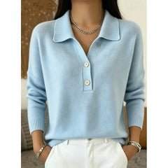 Lorelei Collared Polo Sweater in Light Blue