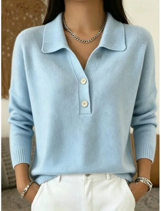Lorelei Collared Polo Sweater in Light Blue