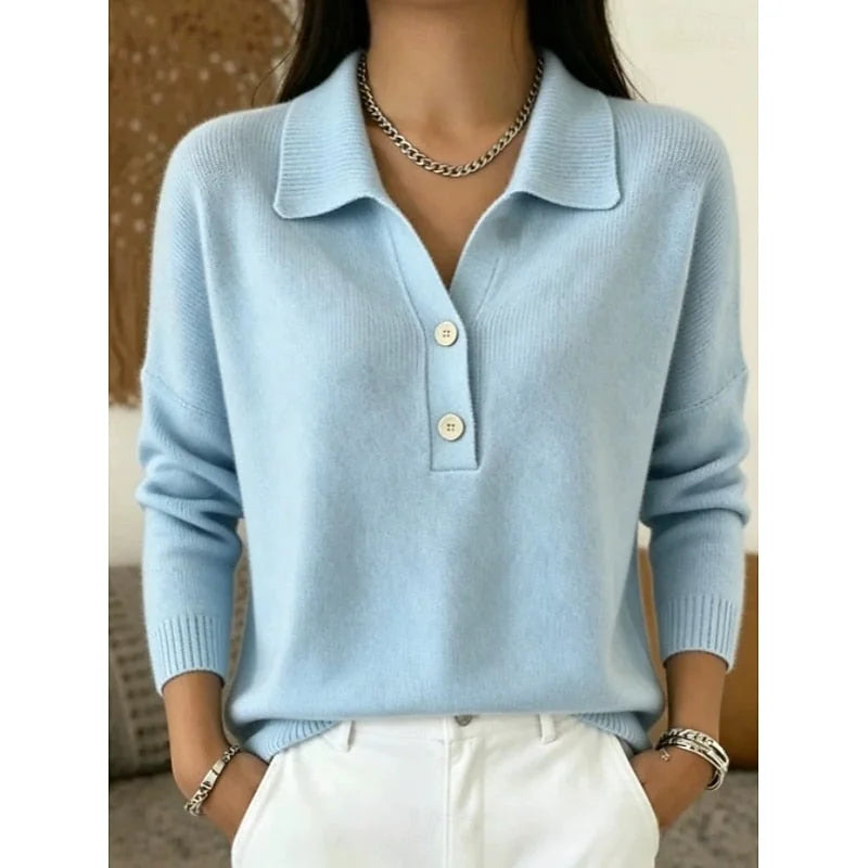 Lorelei Collared Polo Sweater in Light Blue