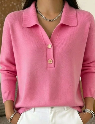 Lorelei Collared Polo Sweater in Pink