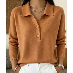 Lorelei Collared Polo Sweater in Caramel