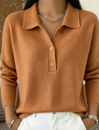 Lorelei Collared Polo Sweater in Caramel