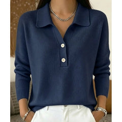 Lorelei Collared Polo Sweater in Navy