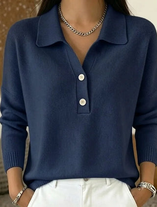 Lorelei Collared Polo Sweater in Navy
