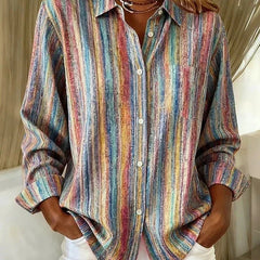 Lorraine Painted Stripe Button-Up Shirt in Multicolour