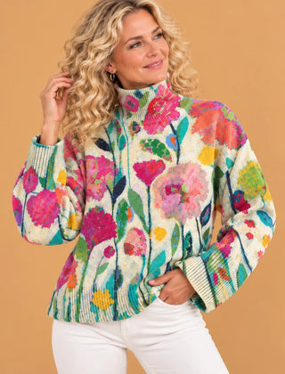 Lucy Floral Print Turtleneck Sweater in Multicolour