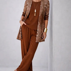 Mabel Bronze Paisley Three-Piece Set in Brown