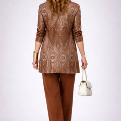 Mabel Bronze Paisley Three-Piece Set in Brown