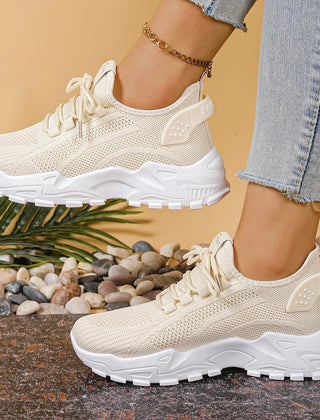 Marcia Chunky Platform Mesh Sneakers in Cream