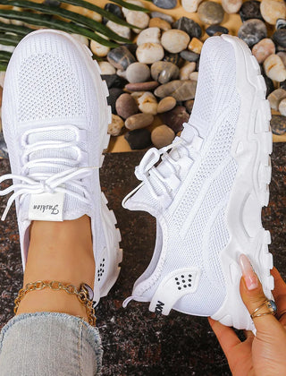 Marcia Chunky Platform Mesh Sneakers in White
