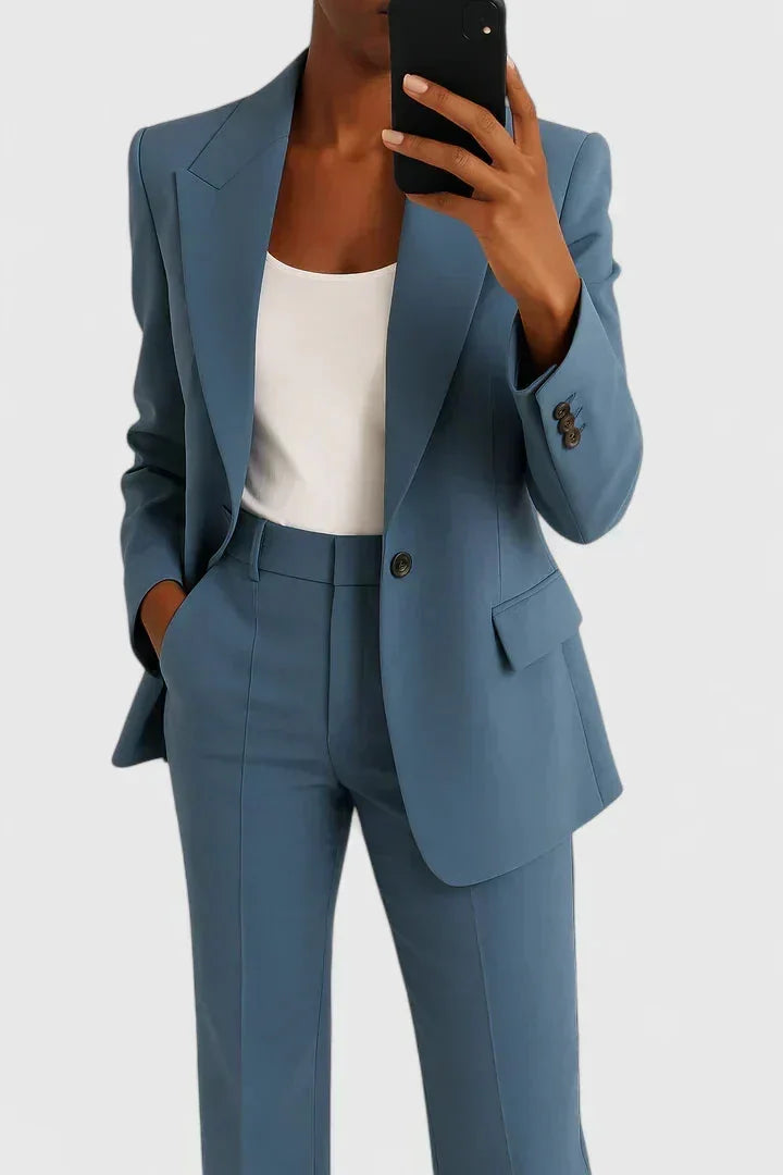 Martha Tailored Blazer Two-Piece Suit Set in Blue